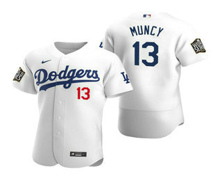 Men Los Angeles Dodgers #13 Max Muncy White 2020 World Series Authentic Flex Nike Jersey->los angeles dodgers->MLB Jersey